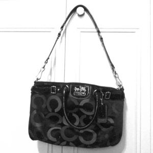 Authentic black and grey coach purse